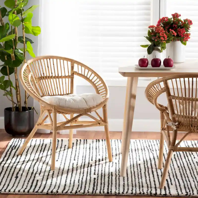Adrina Modern Bohemian Natural Brown Rattan Dining Chair