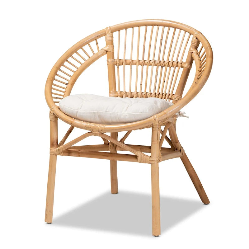 Chaise de salle à manger en rotin brun naturel bohème moderne Adrina