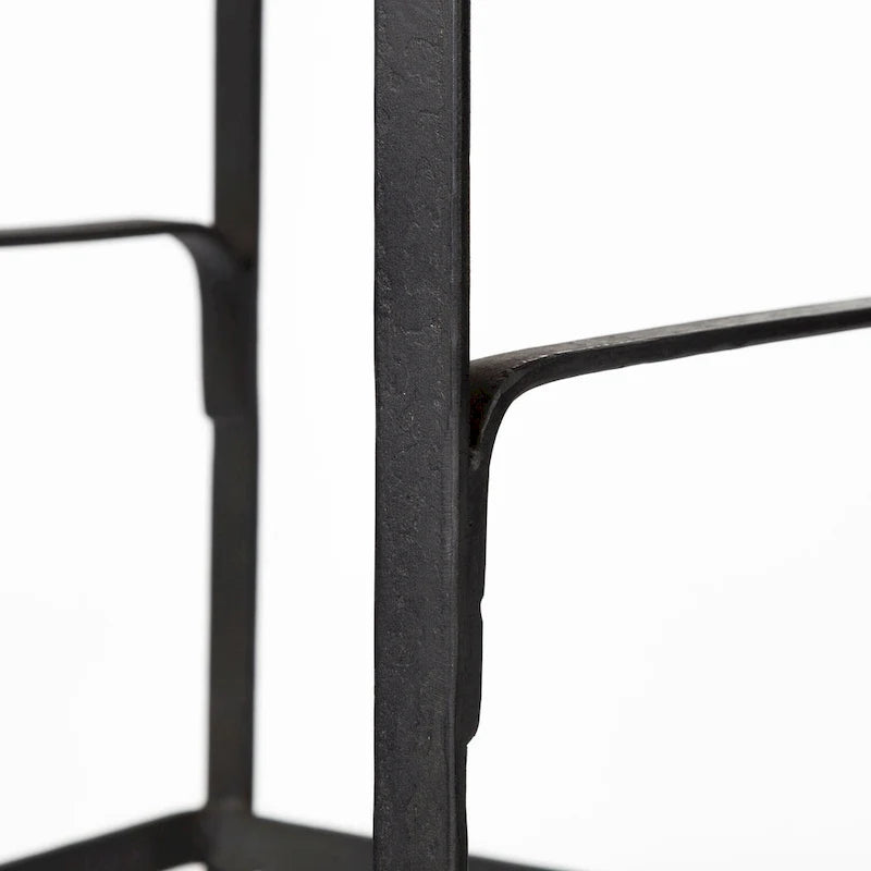 Tabouret de bar Conan, assise en bois massif brun moyen et structure en métal noir - 38,1 cm (L) x 40,6 cm (l) x 63,5 cm (H)-12