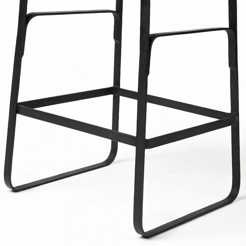 Tabouret de bar Conan, assise en bois massif brun moyen et structure en métal noir - 38,1 cm (L) x 40,6 cm (l) x 63,5 cm (H)-13