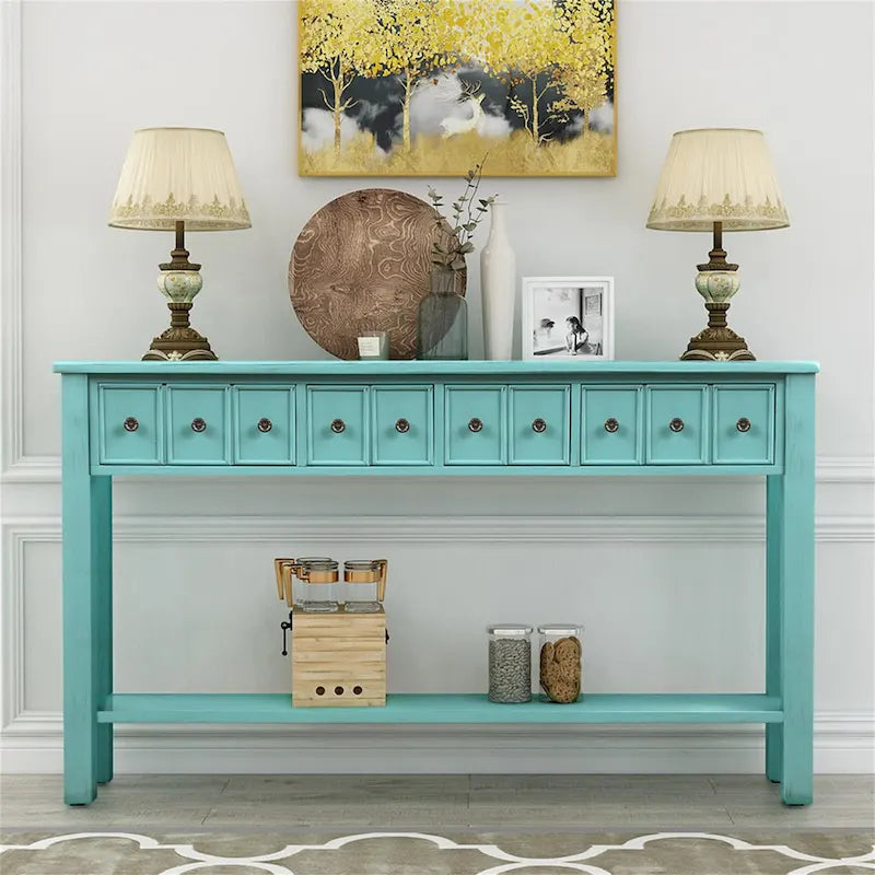 Console d'entrée longue rustique à 4 tiroirs Harper &amp; Bright Designs-8