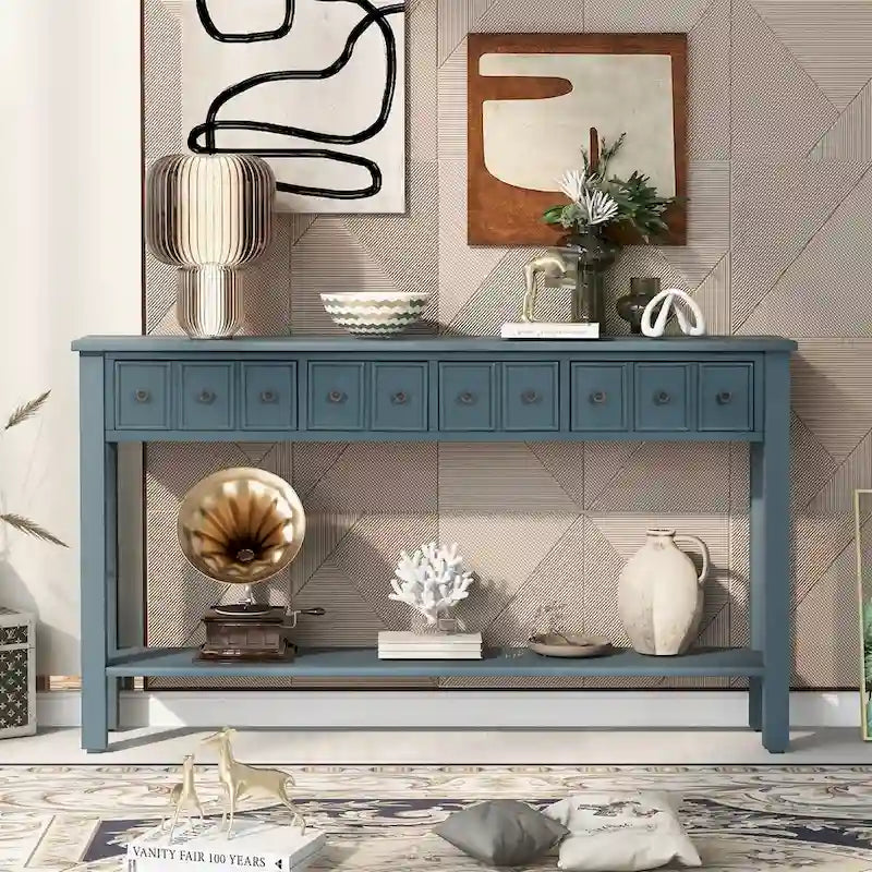 Console d'entrée longue rustique à 4 tiroirs Harper &amp; Bright Designs-15