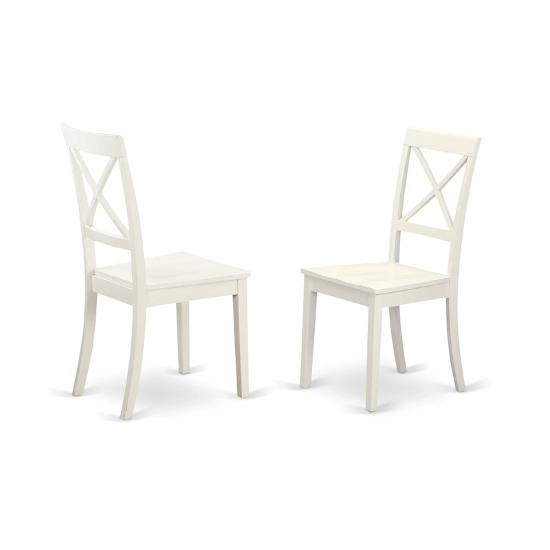 Ensemble de table de cuisine East West Furniture - Table de salle à manger ronde et chaises en bois massif, blanc lin (composition au choix)-3