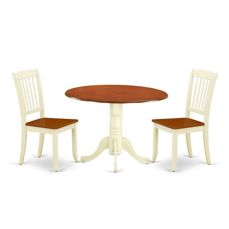 Ensemble de salle à manger East West Furniture : table ronde et chaises à assise en bois, coloris babeurre et cerisier (options de personnalisation).