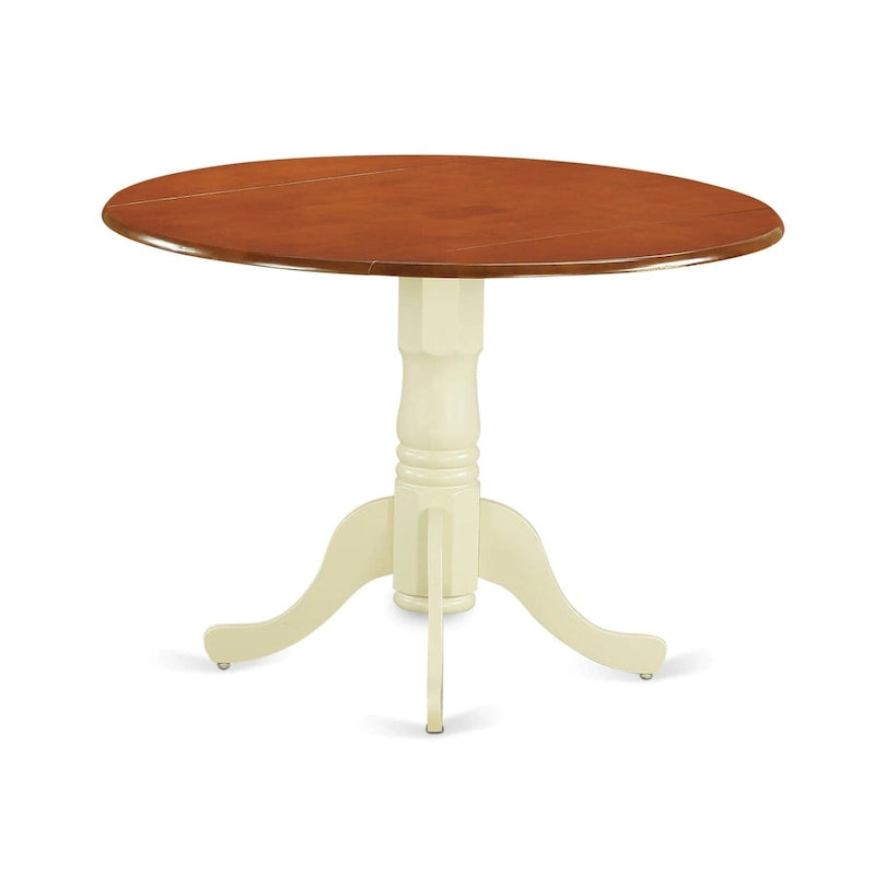 Ensemble de salle à manger East West Furniture : table ronde et chaises à assise en bois, coloris babeurre et cerisier (options de personnalisation).-4