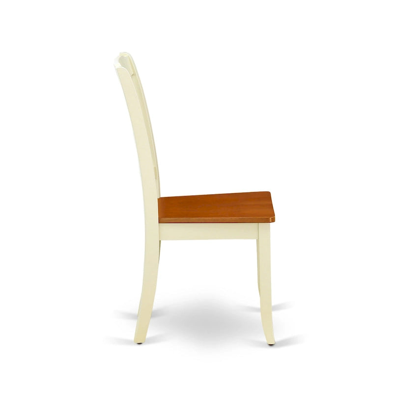 Ensemble de salle à manger East West Furniture : table ronde et chaises à assise en bois, coloris babeurre et cerisier (options de personnalisation).-7