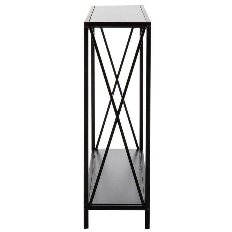 Table console étroite à cadre en fer croisé et panneau Triamine-5