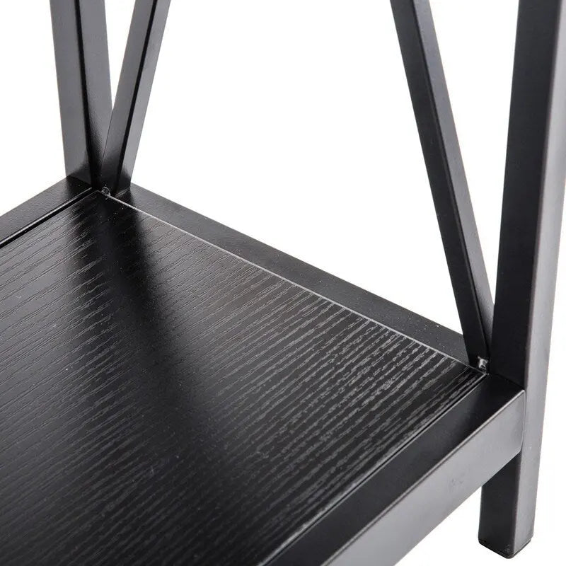 Table console étroite à cadre en fer croisé et panneau Triamine-7