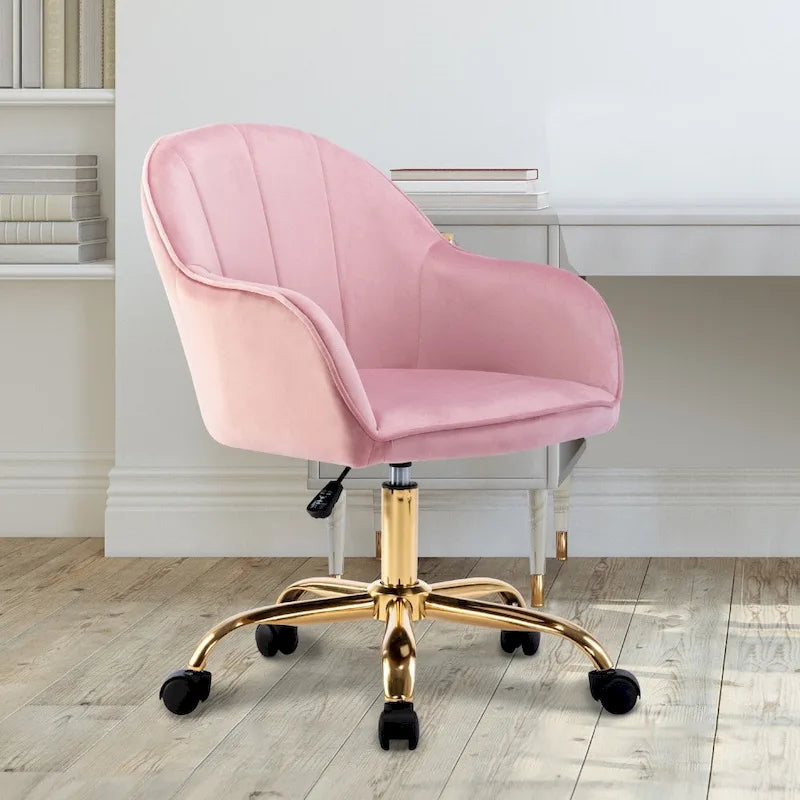 Fauteuil de bureau Porthos Home Xenos en velours avec piètement chromé doré-38