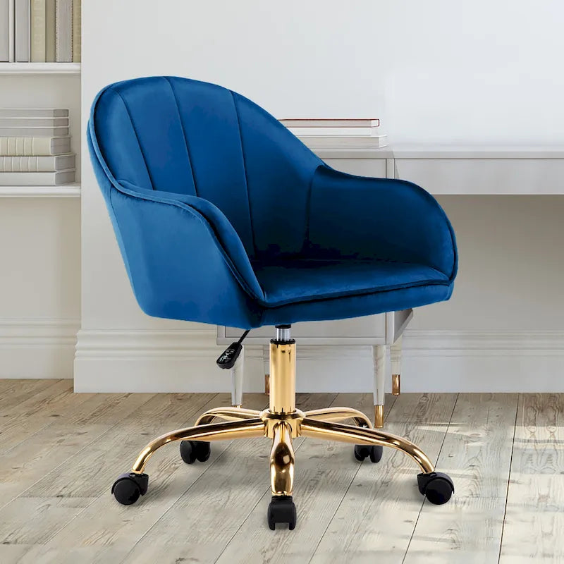 Fauteuil de bureau Porthos Home Xenos en velours avec piètement chromé doré-40