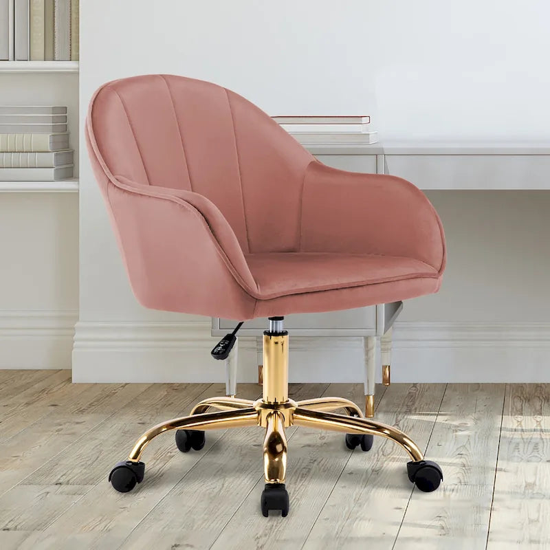 Fauteuil de bureau Porthos Home Xenos en velours avec piètement chromé doré-41