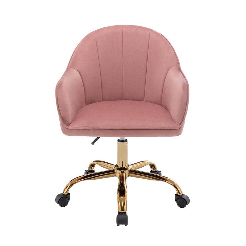 Fauteuil de bureau Porthos Home Xenos en velours avec piètement chromé doré-8