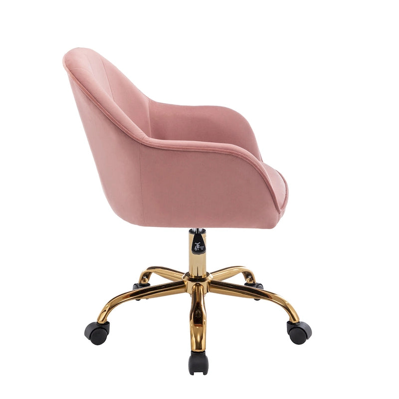 Fauteuil de bureau Porthos Home Xenos en velours avec piètement chromé doré-9