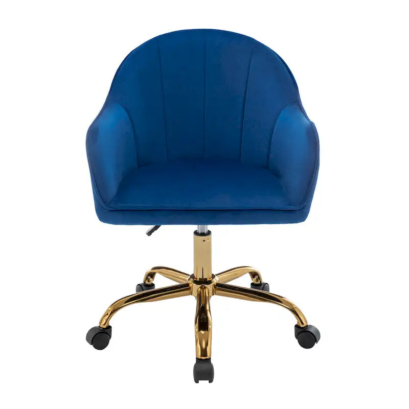 Fauteuil de bureau Porthos Home Xenos en velours avec piètement chromé doré-12