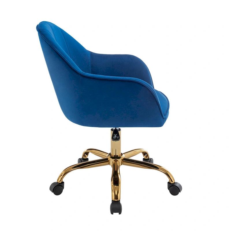 Fauteuil de bureau Porthos Home Xenos en velours avec piètement chromé doré-13