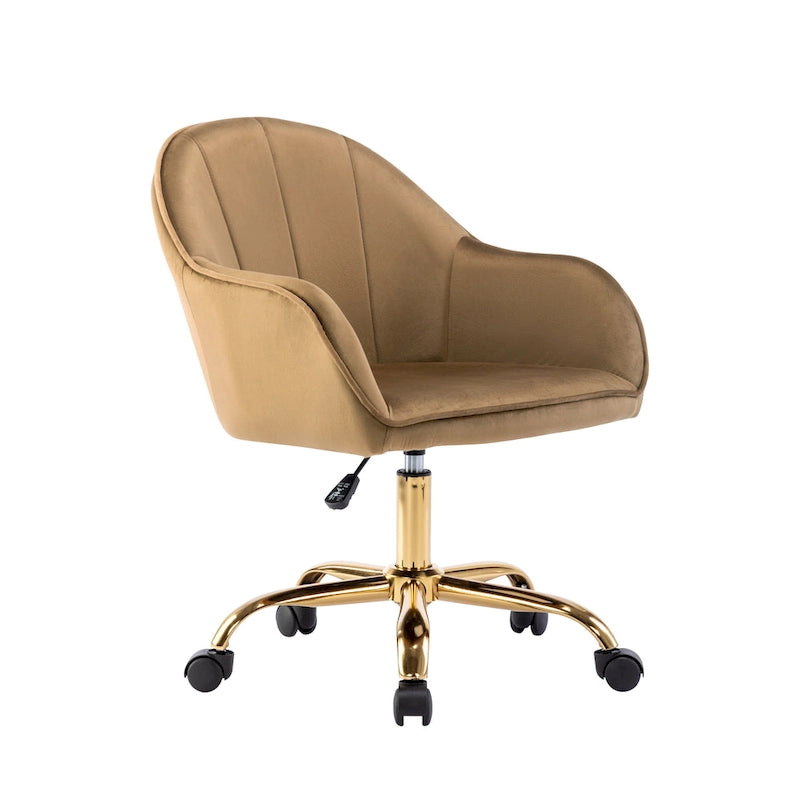 Fauteuil de bureau Porthos Home Xenos en velours avec piètement chromé doré-16