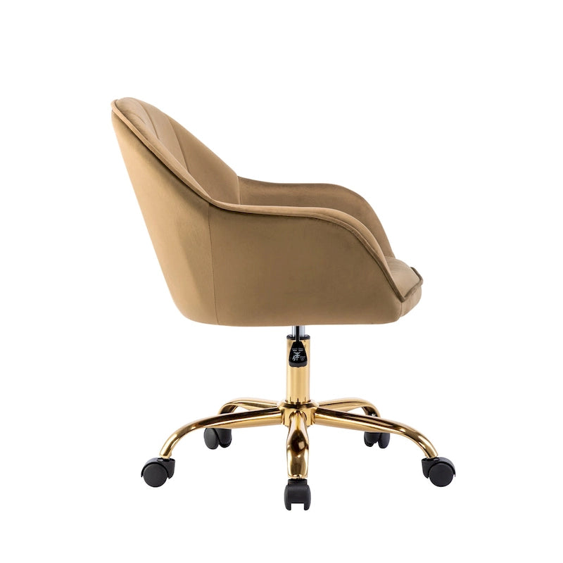 Fauteuil de bureau Porthos Home Xenos en velours avec piètement chromé doré-17