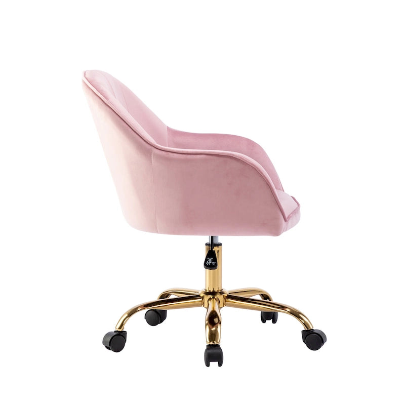 Fauteuil de bureau Porthos Home Xenos en velours avec piètement chromé doré-20