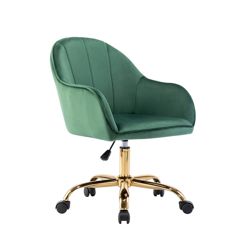 Fauteuil de bureau Porthos Home Xenos en velours avec piètement chromé doré-23