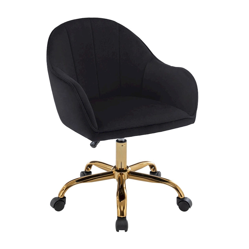 Fauteuil de bureau Porthos Home Xenos en velours avec piètement chromé doré-27