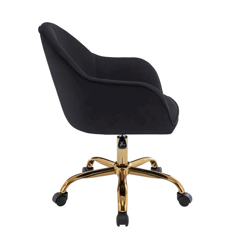 Fauteuil de bureau Porthos Home Xenos en velours avec piètement chromé doré-29