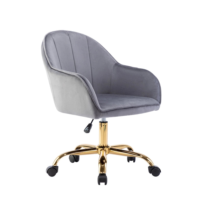Fauteuil de bureau Porthos Home Xenos en velours avec piètement chromé doré-32