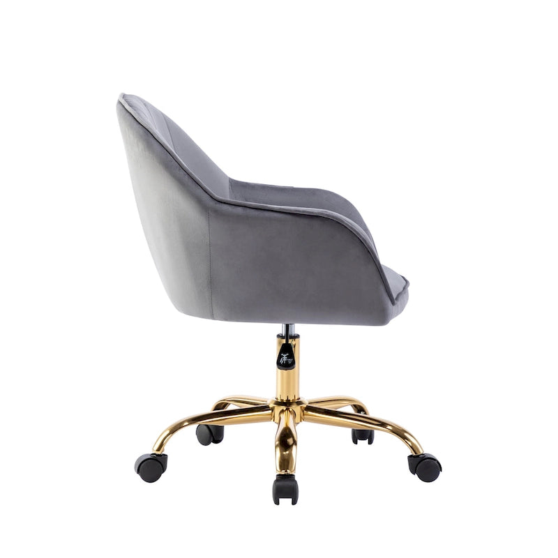 Fauteuil de bureau Porthos Home Xenos en velours avec piètement chromé doré-33