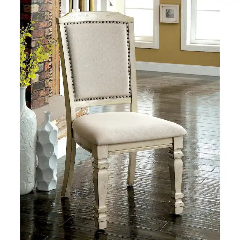 Ensemble de salle à manger traditionnel Tani en bois blanc, 9 pièces, par Furniture of America-2