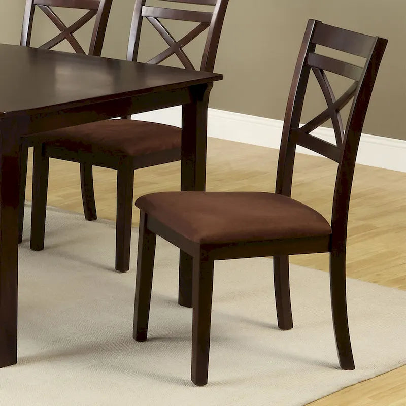 Ensemble de salle à manger contemporain Wivo en bois massif brun, 7 pièces, par Furniture of America-2