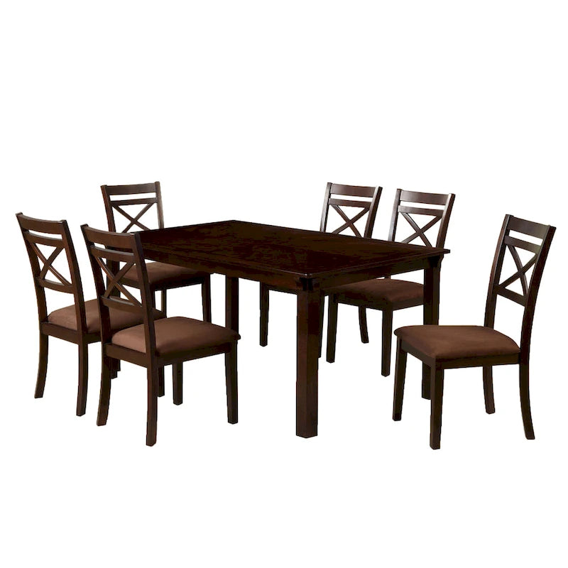 Ensemble de salle à manger contemporain Wivo en bois massif brun, 7 pièces, par Furniture of America-4