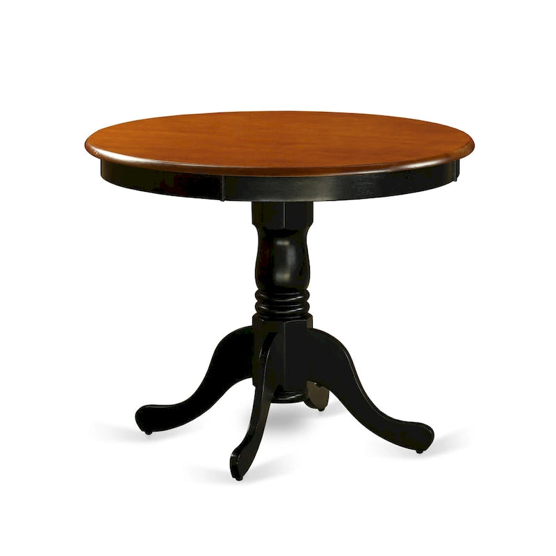 Ensemble de table de cuisine 5 pièces East West Furniture ANAV5-BLK-W : une table ronde et 4 chaises de salle à manger, noir et cerisier.-3