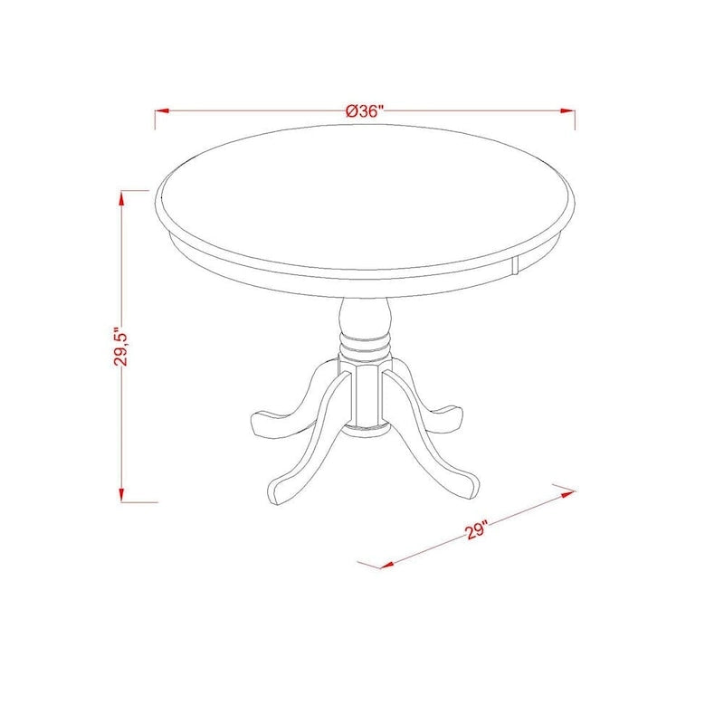 Ensemble de table de cuisine 5 pièces East West Furniture ANAV5-BLK-W : une table ronde et 4 chaises de salle à manger, noir et cerisier.-5