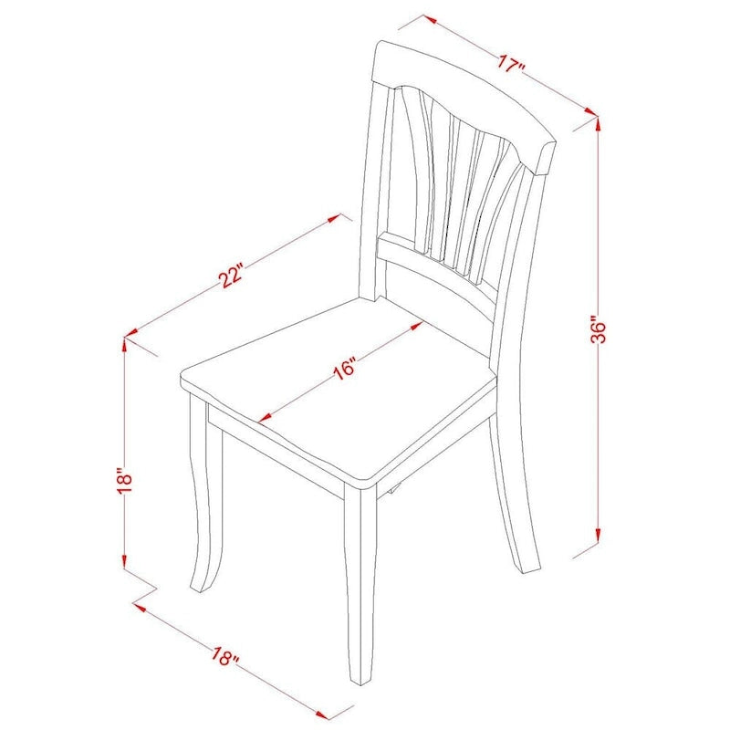 Ensemble de table de cuisine 5 pièces East West Furniture ANAV5-BLK-W : une table ronde et 4 chaises de salle à manger, noir et cerisier.-6