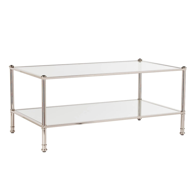 Table basse rectangulaire Pullman de SEI Furniture avec plateau en verre et étagère.-2