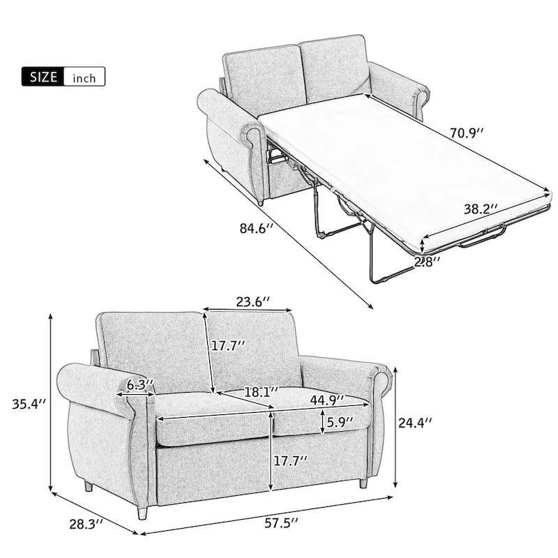 Canapé-lit convertible Merax avec matelas à mémoire de forme simple-8