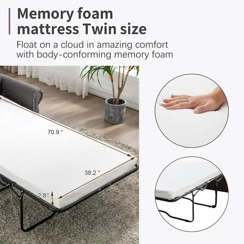 Canapé-lit convertible Merax avec matelas à mémoire de forme simple-14