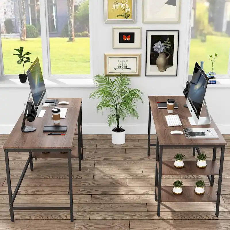 Bureau d'ordinateur avec étagères de rangement, bureau réversible de style industriel pour bureau à domicile ou espace de travail/étude-5