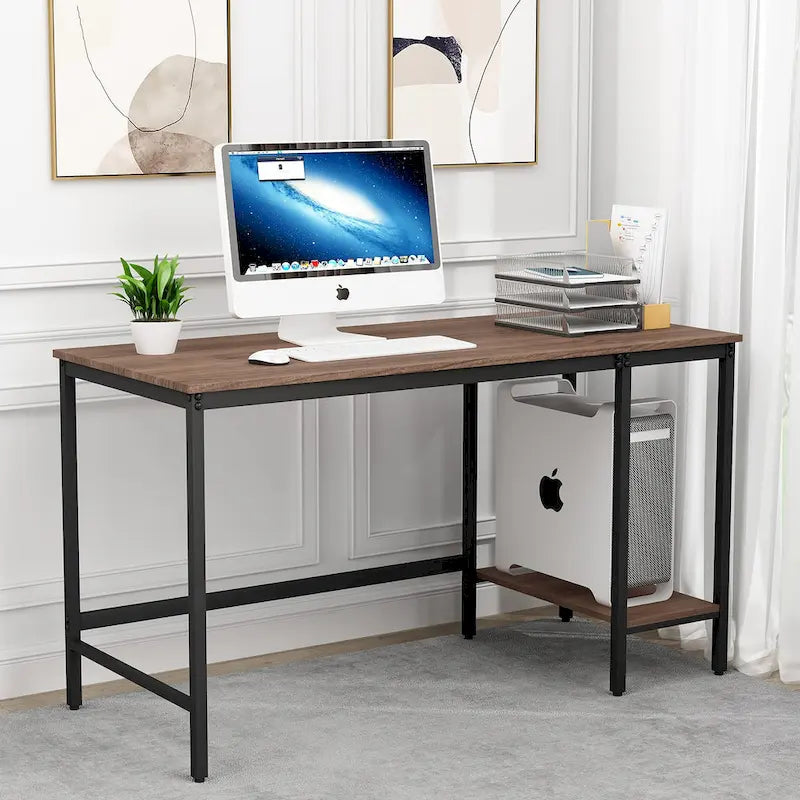 Bureau d'ordinateur avec étagères de rangement, bureau réversible de style industriel pour bureau à domicile ou espace de travail/étude-6