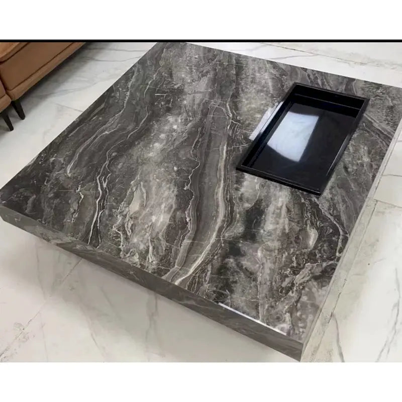 Table basse carrée JASIWAY Light Luxury en pierre frittée-2