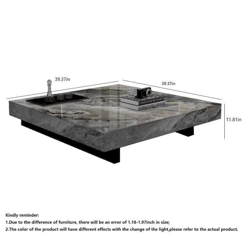 Table basse carrée JASIWAY Light Luxury en pierre frittée-5