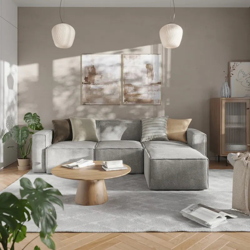 Canapé d'angle modulaire contemporain 4 pièces avec pouf-36