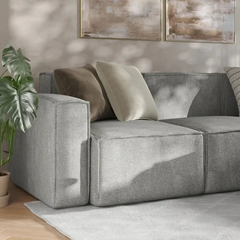 Canapé d'angle modulaire contemporain 4 pièces avec pouf-2