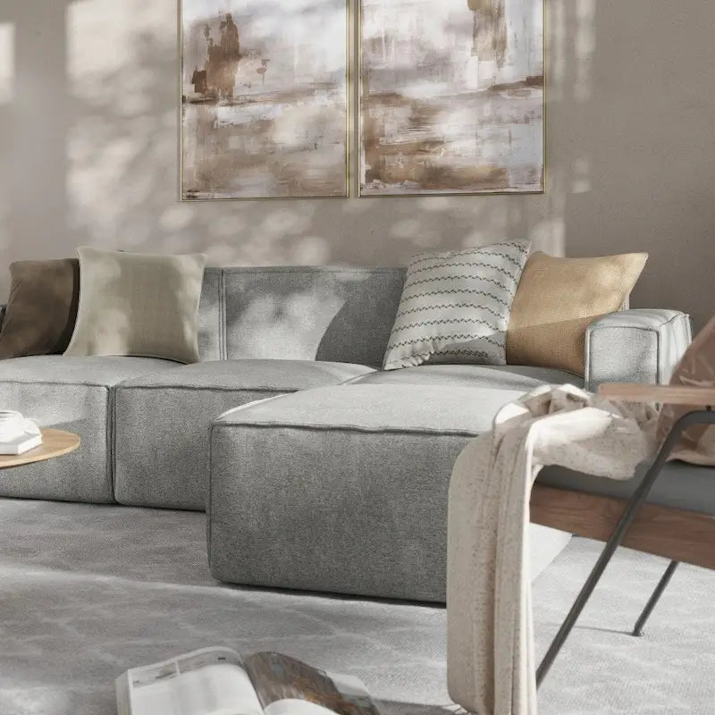 Canapé d'angle modulaire contemporain 4 pièces avec pouf-3