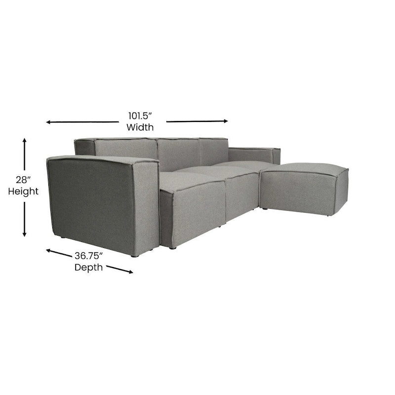 Canapé d'angle modulaire contemporain 4 pièces avec pouf-6