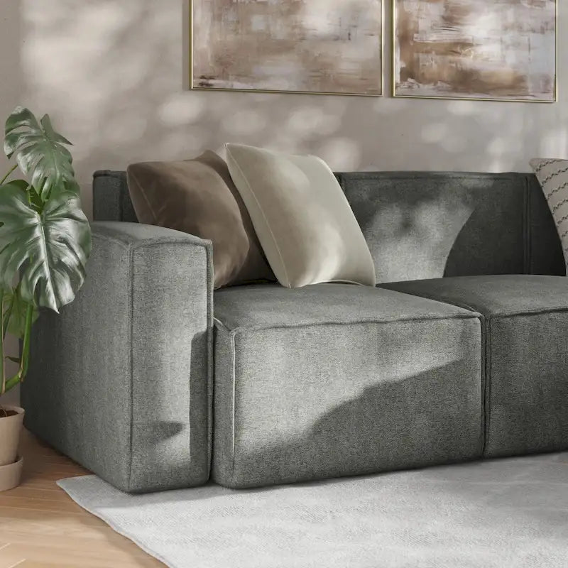 Canapé d'angle modulaire contemporain 4 pièces avec pouf-16