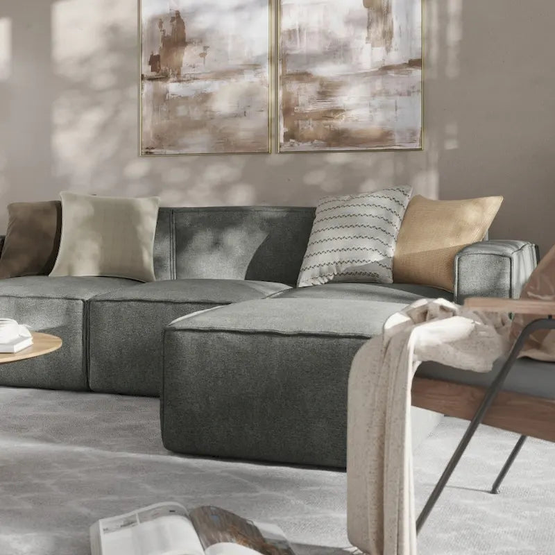 Canapé d'angle modulaire contemporain 4 pièces avec pouf-17