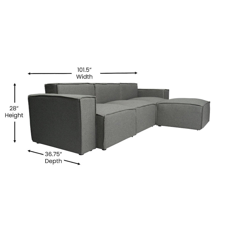 Canapé d'angle modulaire contemporain 4 pièces avec pouf-18