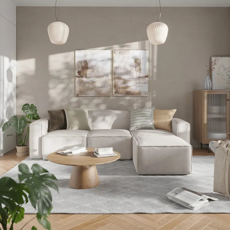 Canapé d'angle modulaire contemporain 4 pièces avec pouf-25