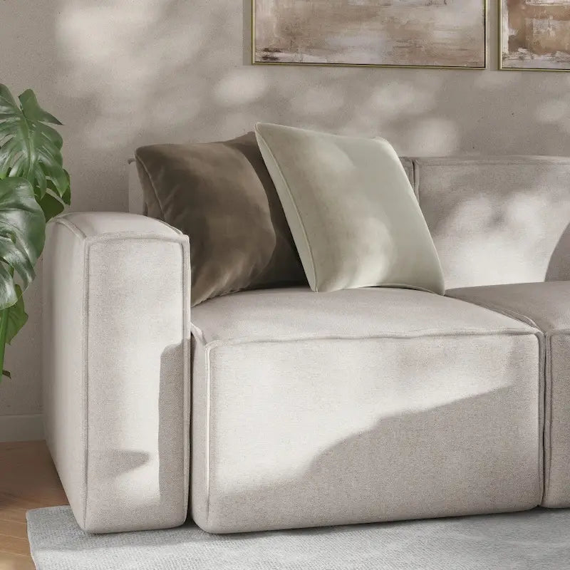 Canapé d'angle modulaire contemporain 4 pièces avec pouf-26