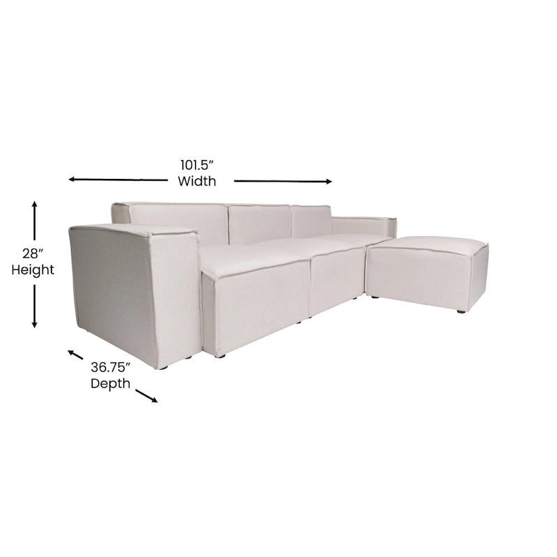 Canapé d'angle modulaire contemporain 4 pièces avec pouf-30